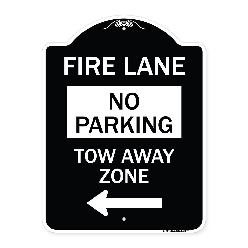 Fire Lane Tow-Away Zone with Left Arrow
