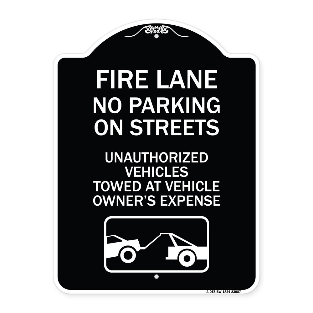 Fire Lanes No Parking on Streets Unauthorized Vehicles Towed at Owner Expense with Graphic