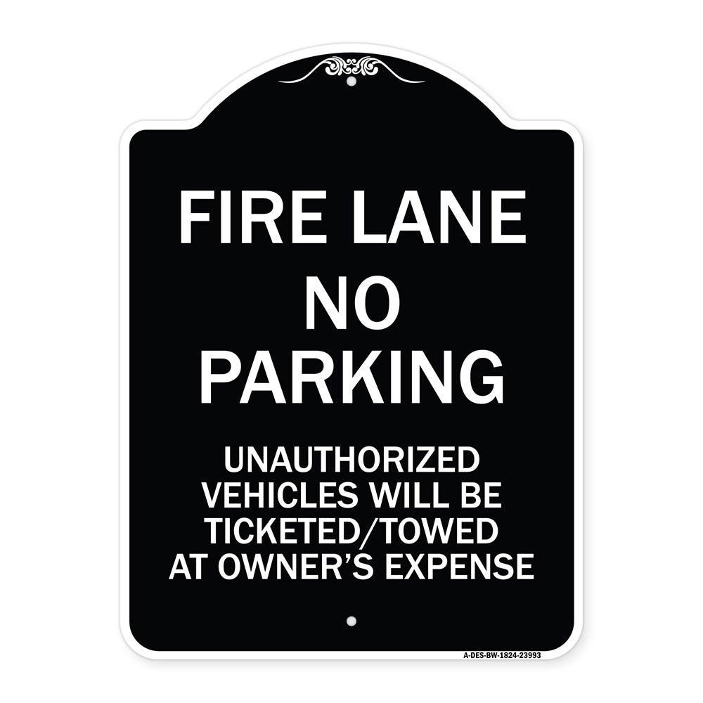 Fire Lane No Parking Unauthorized Vehicles Will Be Ticketed Towed at Owners Expense