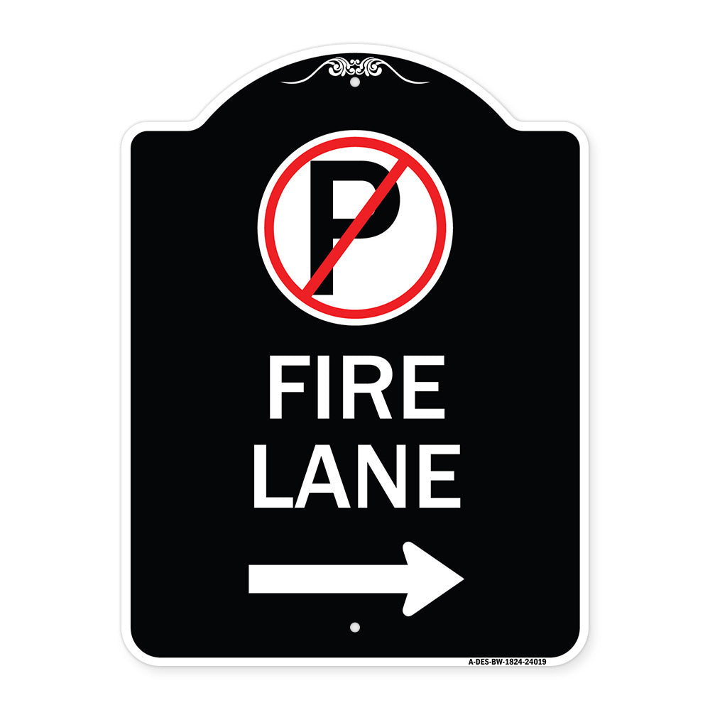 Fire Lane (No Parking Symbol and Right Arrow)