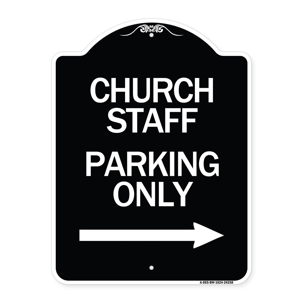 Church Staff Parking Only (With Right Arrow)