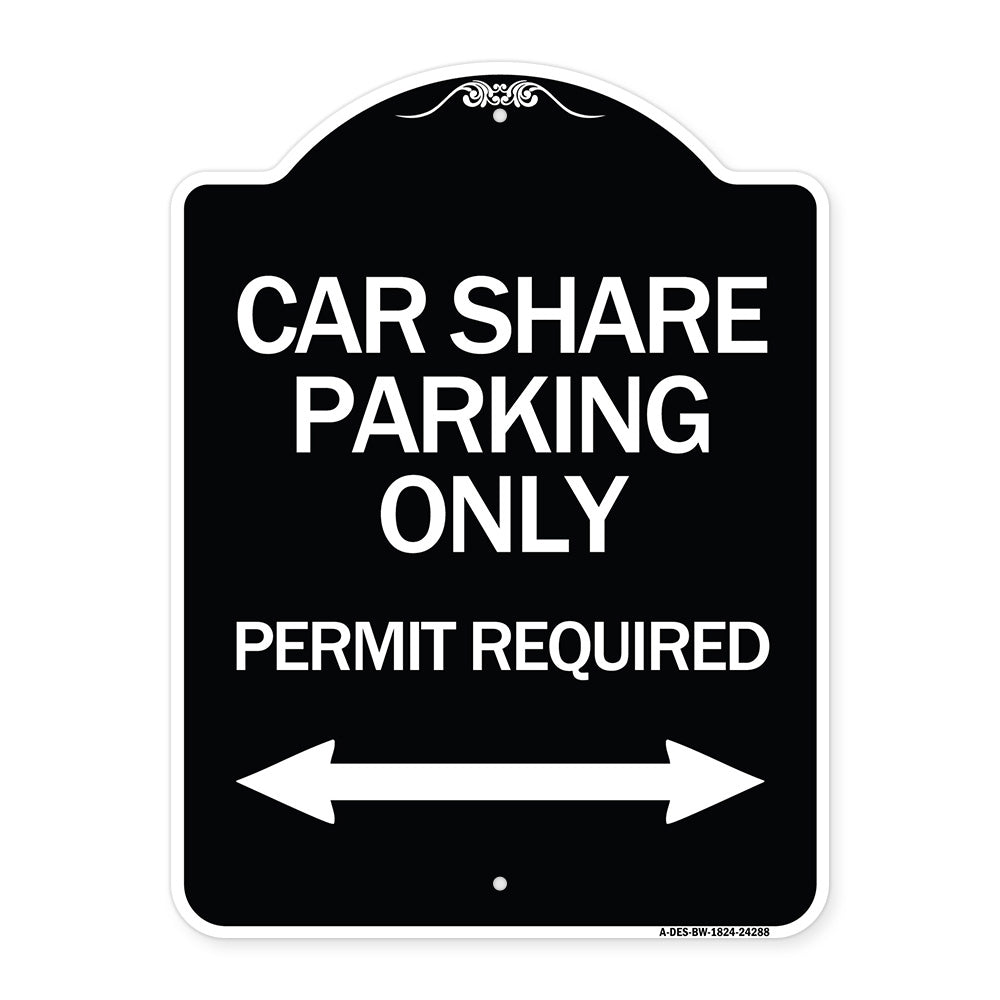 Car Share Parking Only Permit Required with Bidirectional Arrow