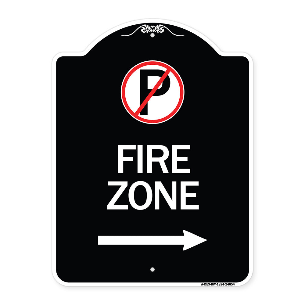 (No Parking Symbol and Right Arrow)