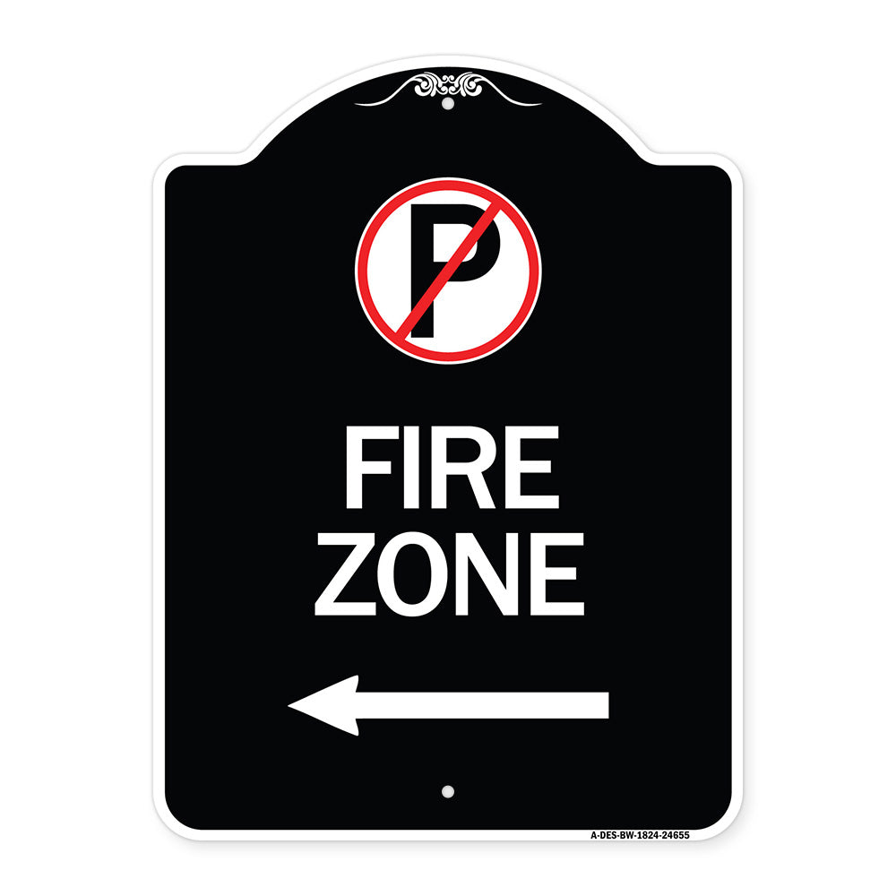 (No Parking Symbol and Left Arrow)