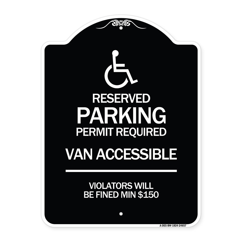 Connecticut Reserved Parking Permit Required Van Accessible Violators Will Be Fined Min $150 with Symbol