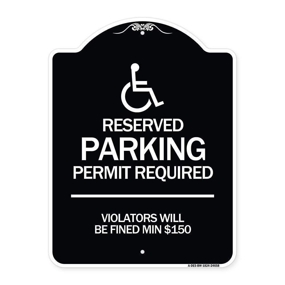 (Modern Isa Symbol) Connecticut Reserved Parking Permit Required Violators Will Be Fined Min $150