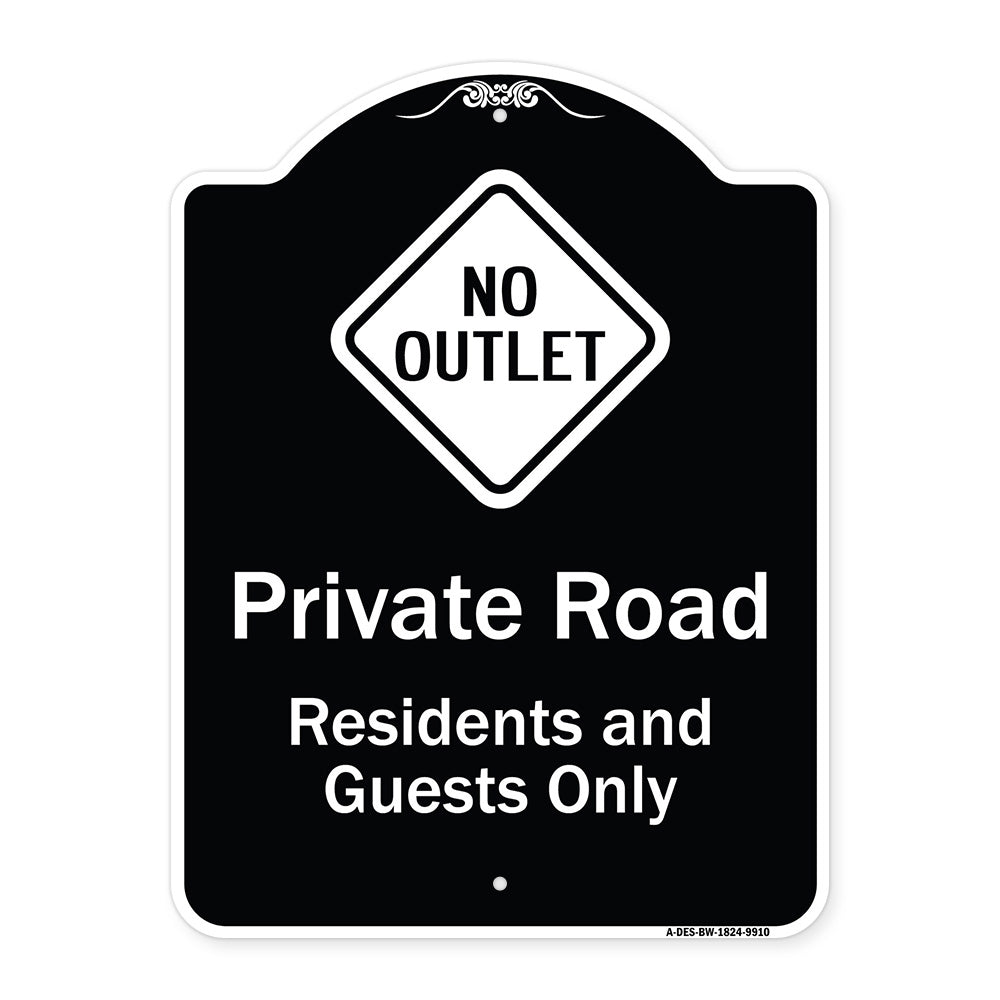 Private Road Residents And Guests Only With No Outlet Symbol