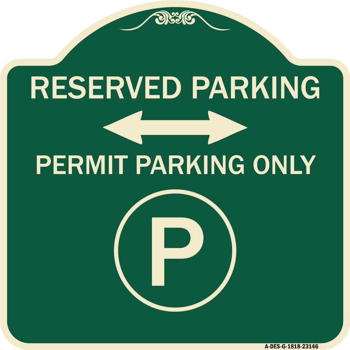 Reserved Parking - Permit Parking Only with Symbol and Bidirectional Arrow