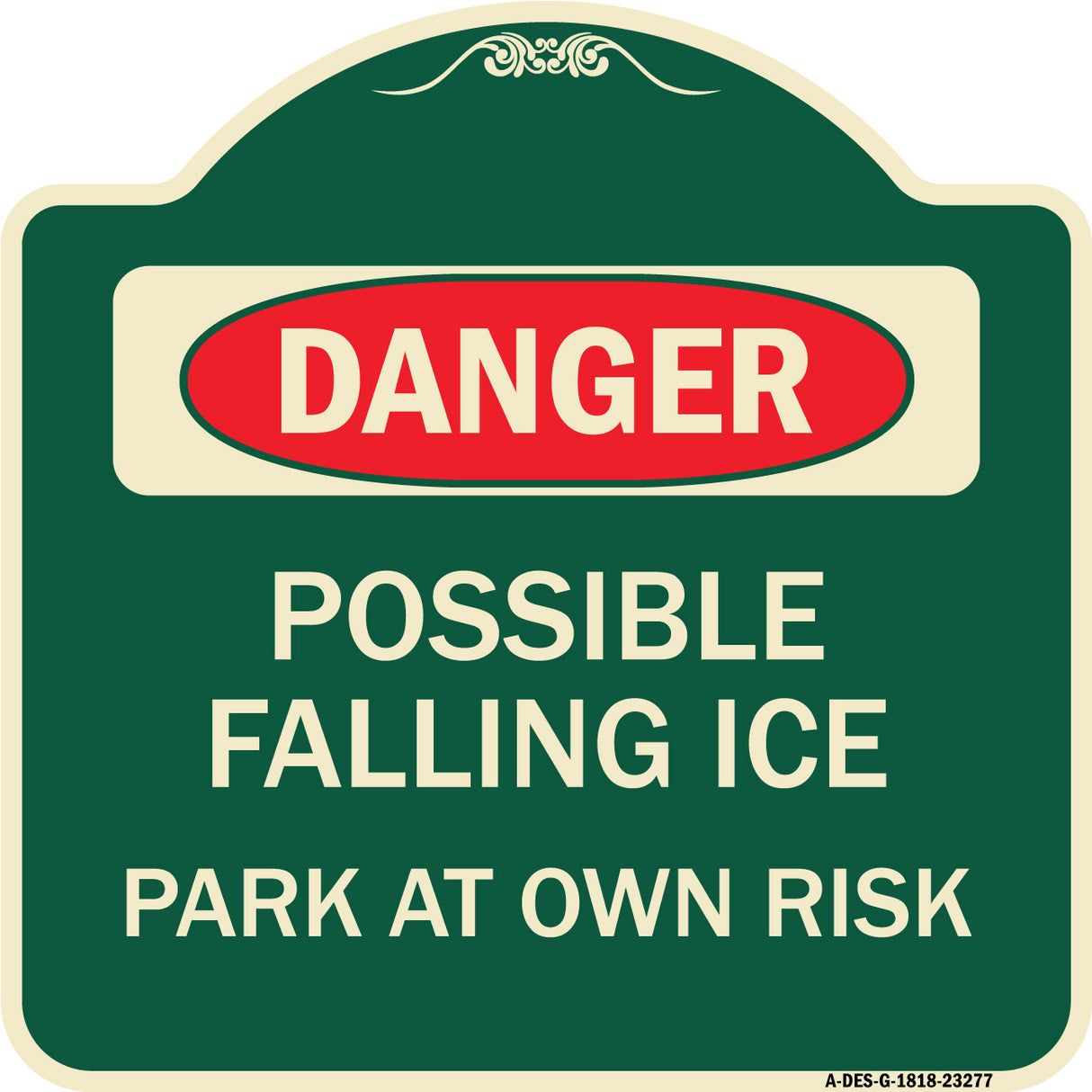 Possible Falling Ice - Park at Own Risk