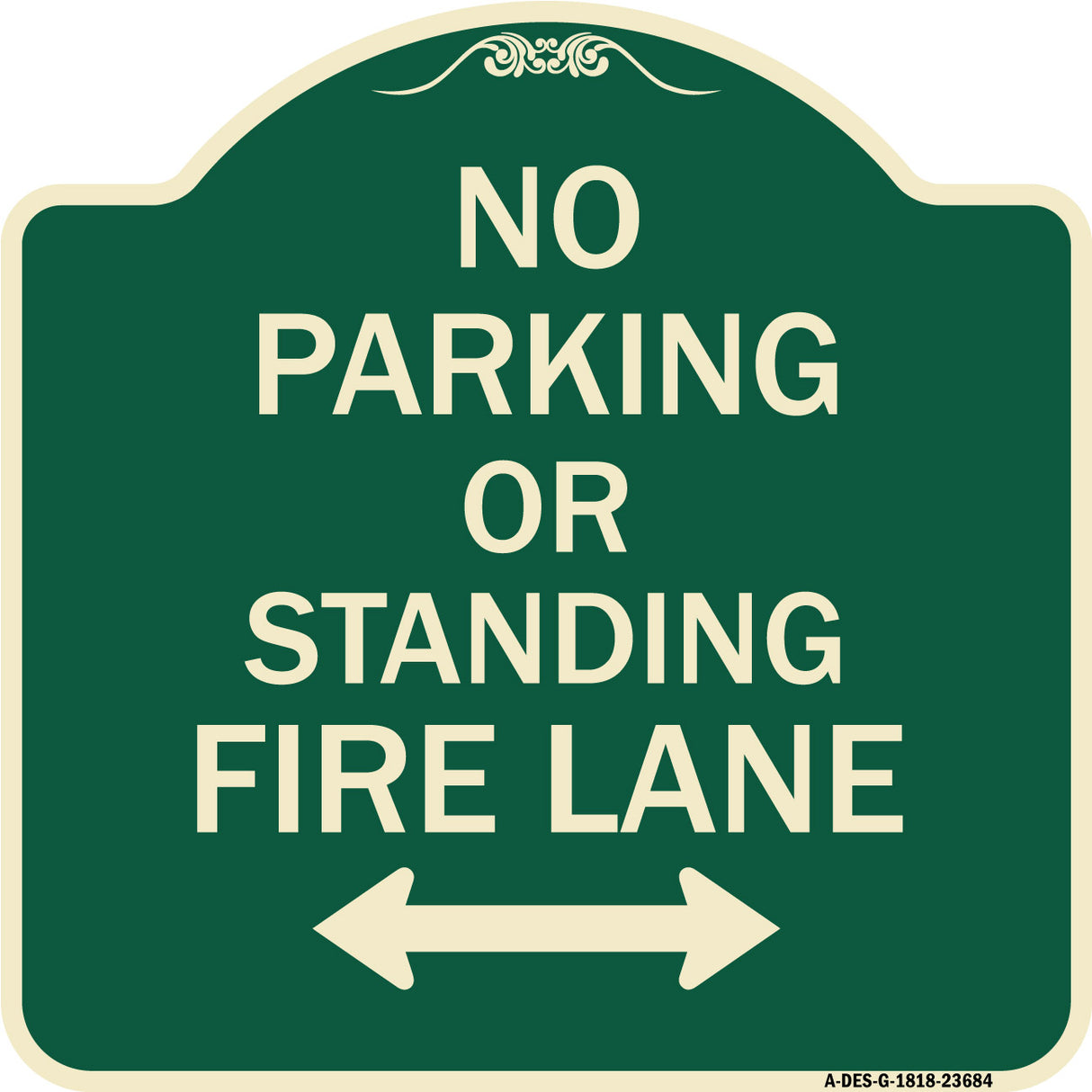 No Parking or Standing Fire Lane (With Bidirectional Arrow)