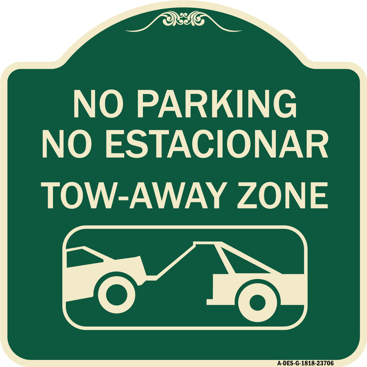 No Parking No Estacionar Tow Away Zone (With Graphic) Directional Arrow) Tacionamiento Zona De Cargamento