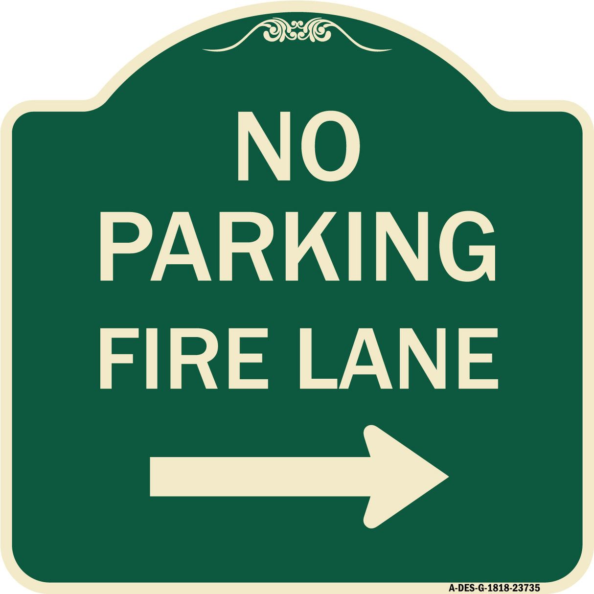 No Parking Fire Lane (With Right Arrow)