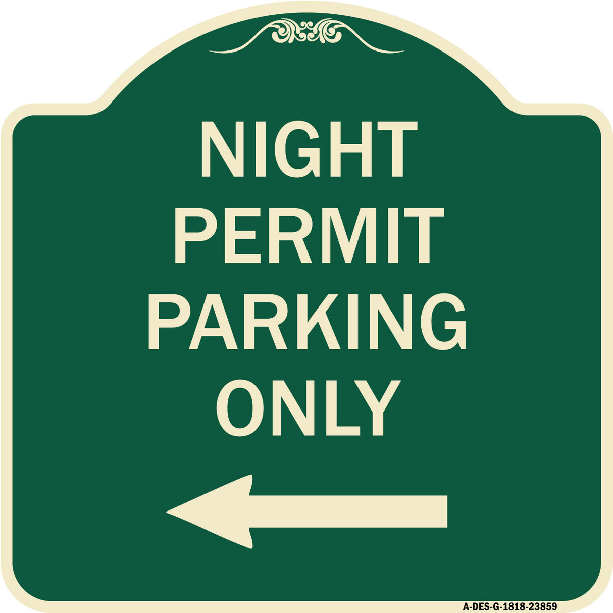Night Permit Parking Only (With Left Arrow)