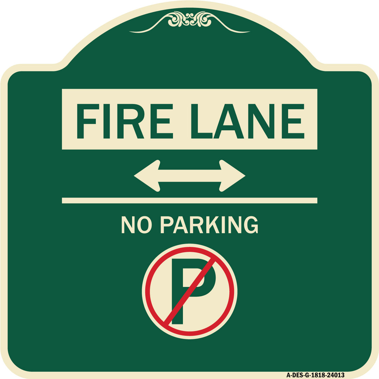 Fire Lane - No Parking (With No Parking Symbol and Bidirectional Arrow)
