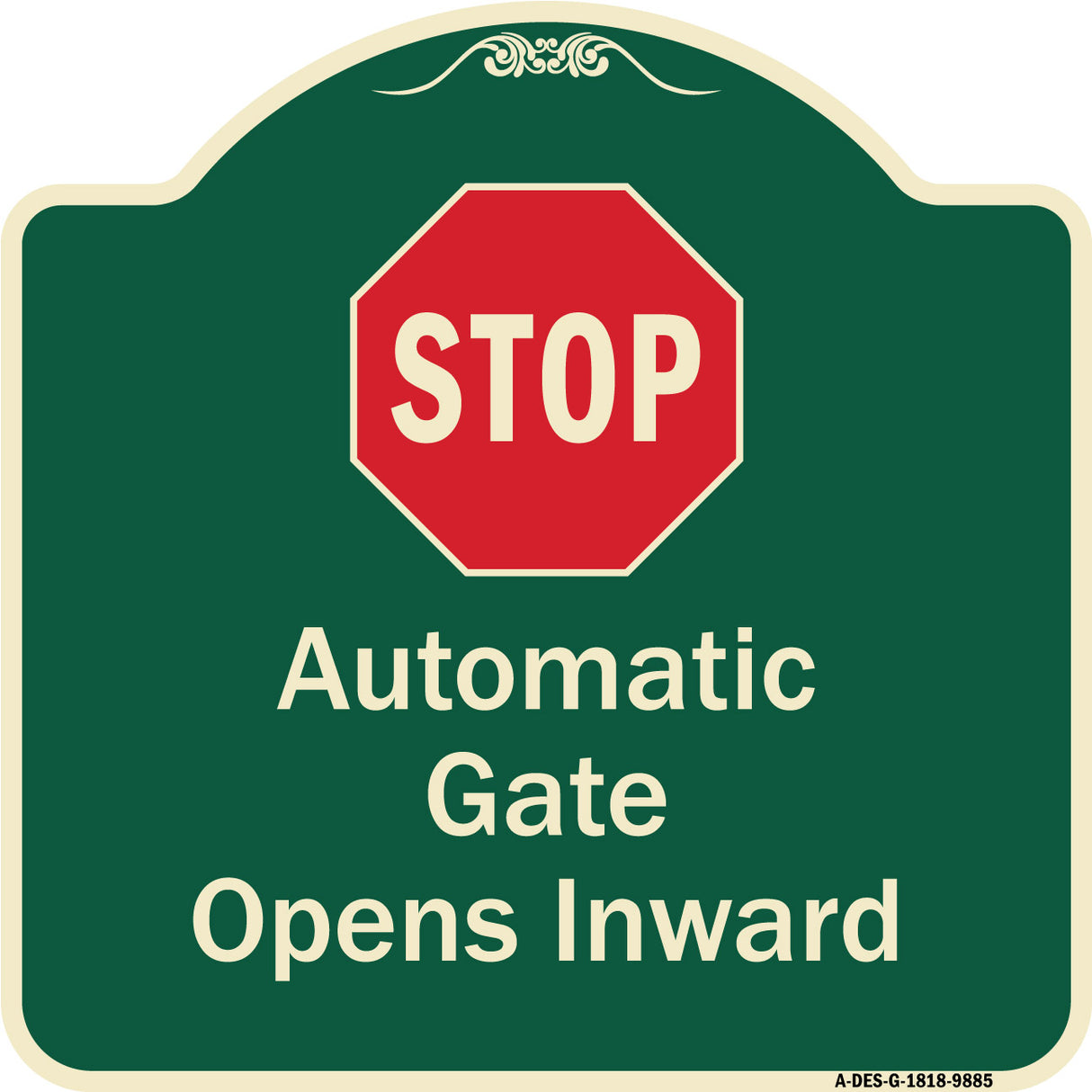 Stop, Automatic Gate, Opens Inward With Symbol