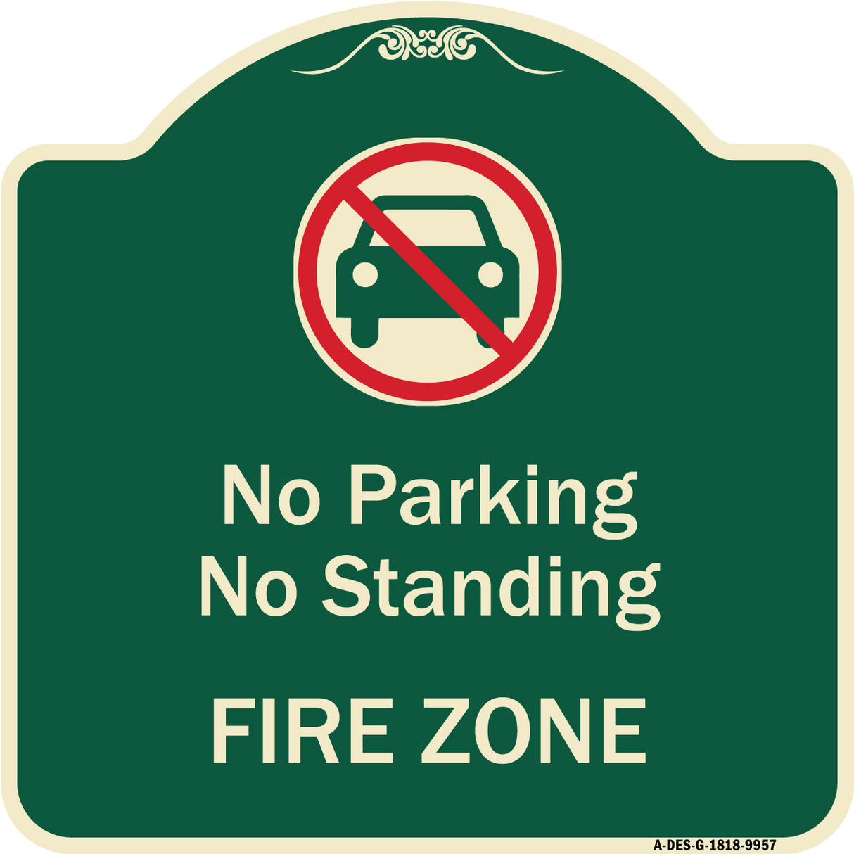 No Parking Or Standing, Fire Zone With Graphic