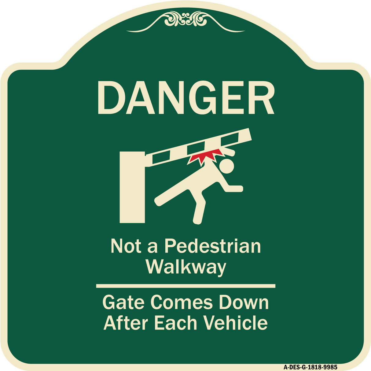 Danger Not A Pedestrian Walkway Gate Comes Down After Each Vehicle