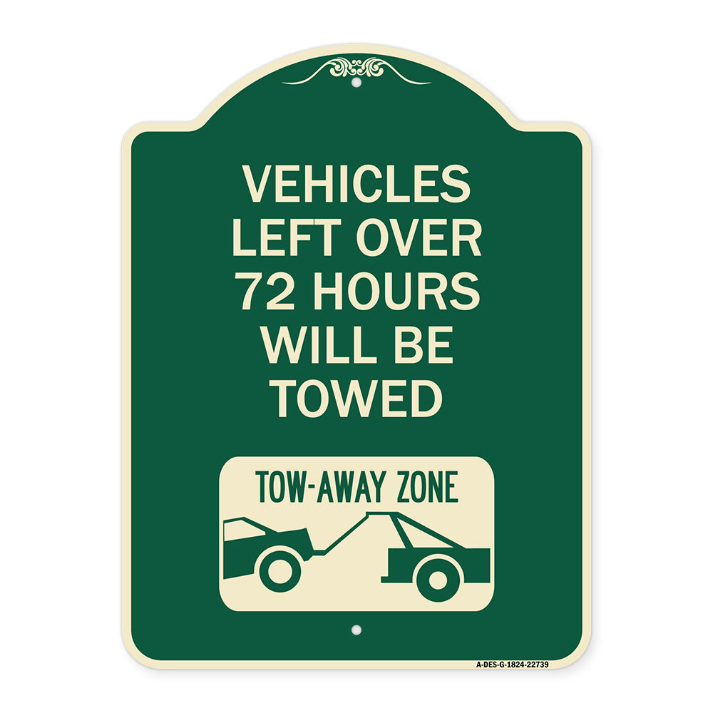 Vehicles Left Over 72 Hours Will Be Towed Tow-Away Zone (With Car Tow Graphic)