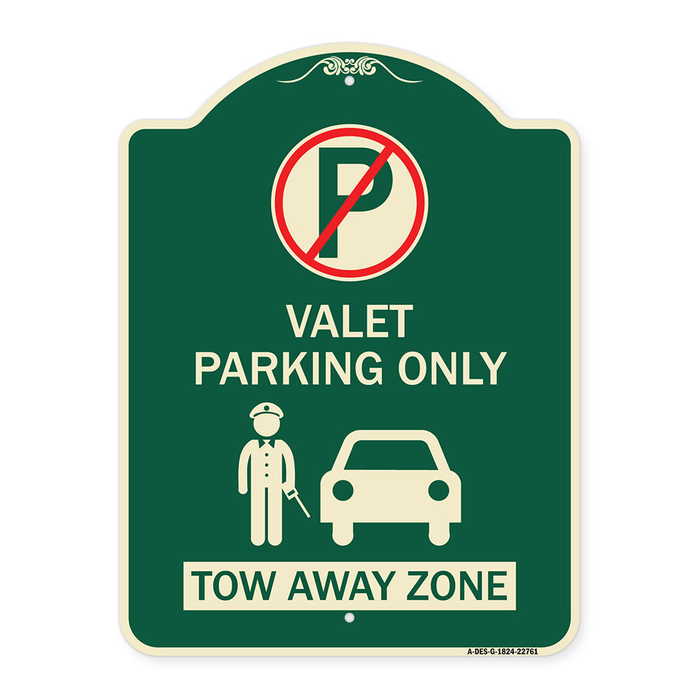 Valet Parking Only Tow Away Zone with Car Graphic