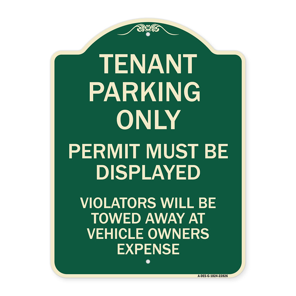 Tenant Parking Only Display Permit Violators Towed at Owner Expense