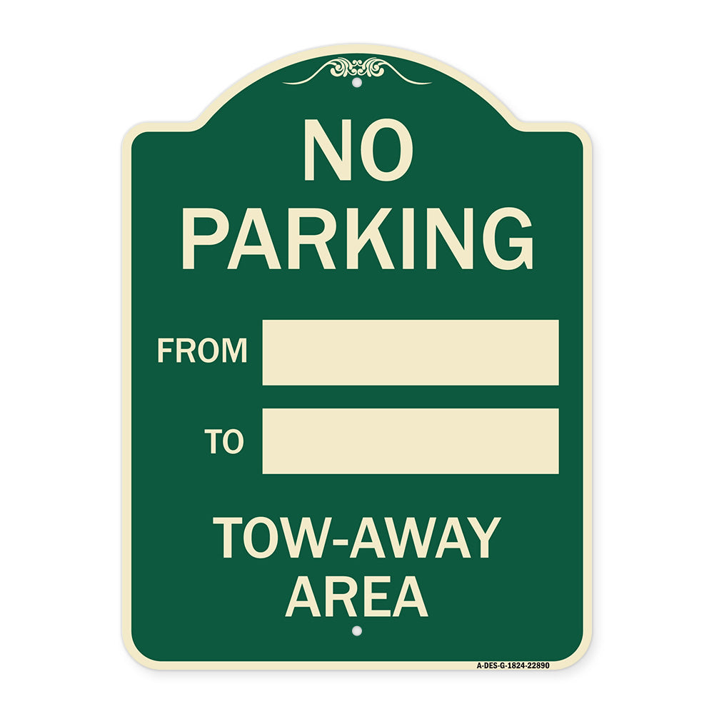 No Parking From - to with Blank Space