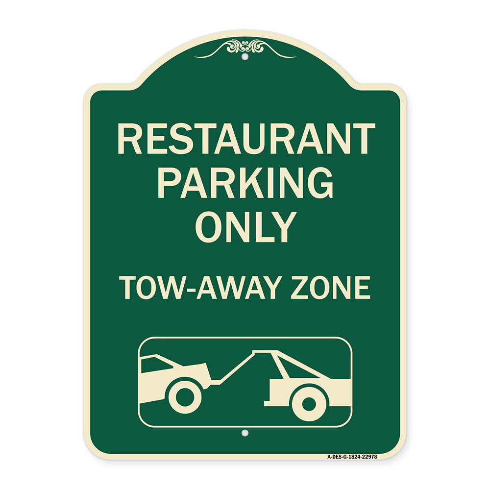 Restaurant Parking Only Tow-Away Zone (With Car Tow Graphic)