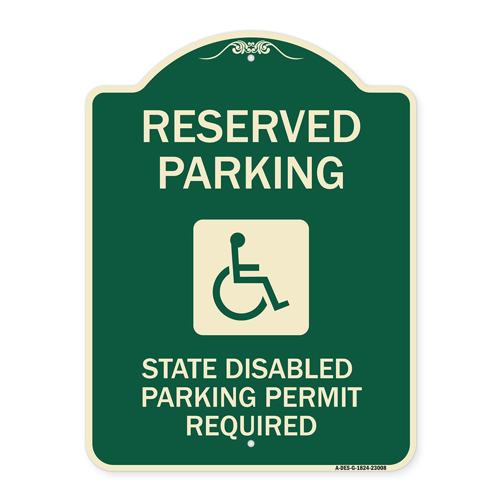 Reserved Parking State Disabled Parking Permit Required (Handicapped Symbol)