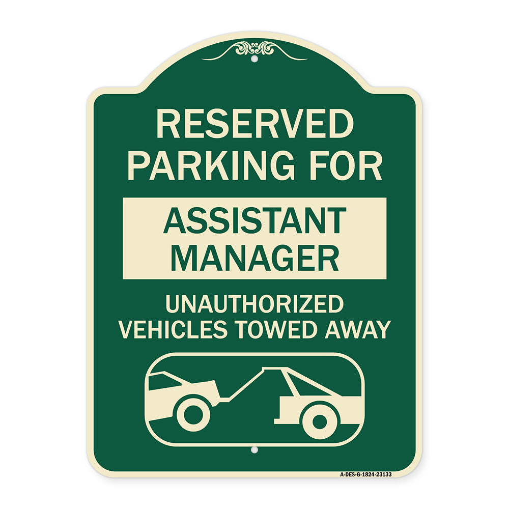 Reserved Parking for Assistant Manager Unauthorized Vehicles Towed Away (With Car Tow Graphic)