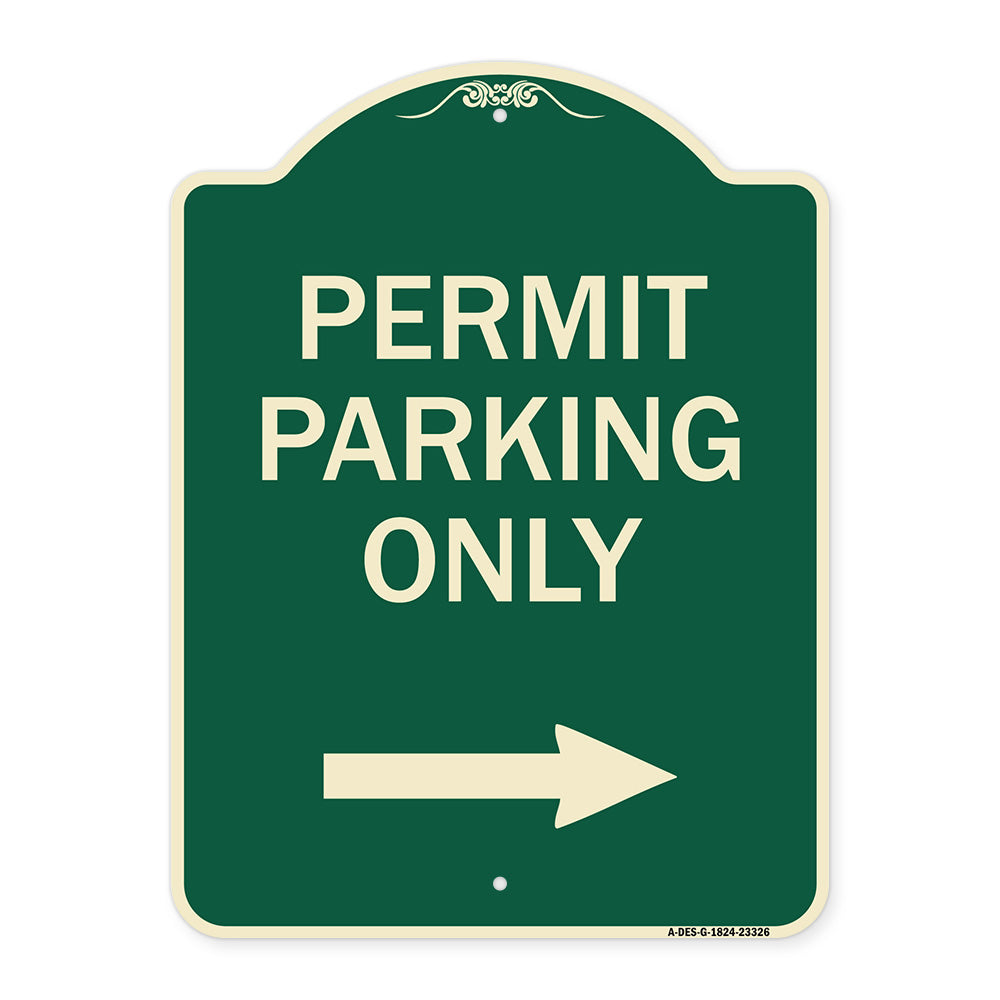 Permit Parking Only (With Right Arrow)