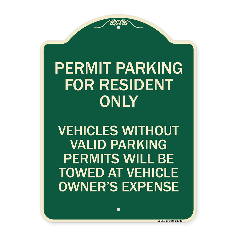 Parking Permit Sign Permit Parking for Residents Only Vehicles Without Valid Parking Permits Will Be Towed