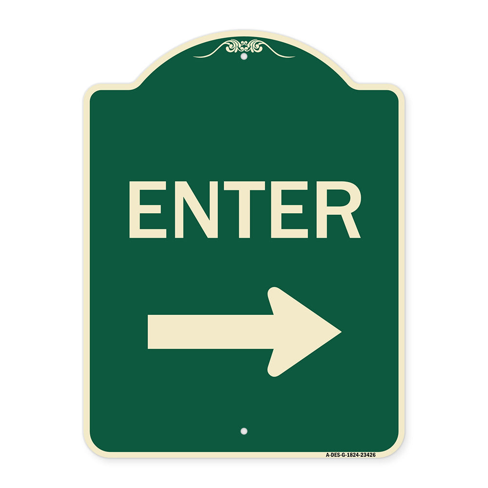 Parking Lot Sign Enter Sign (Right Arrow)