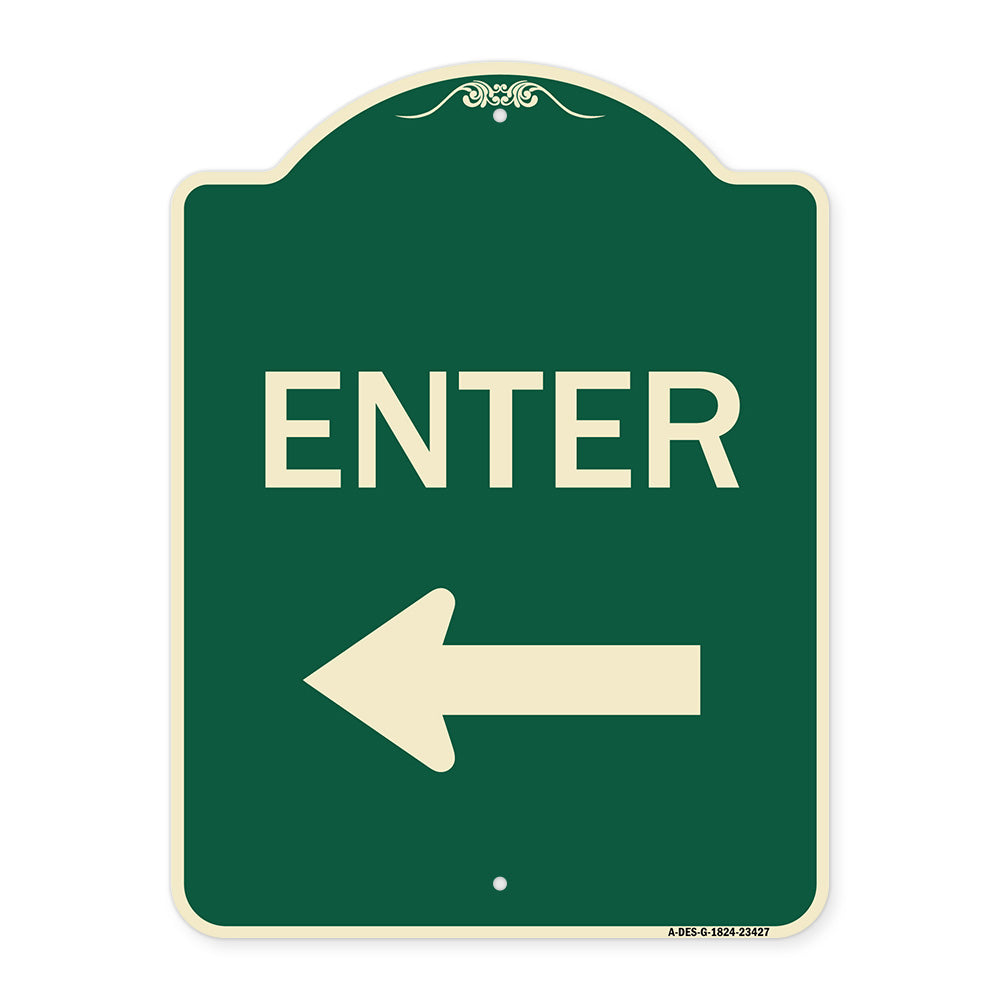 Parking Lot Sign Enter Sign (Left Arrow)