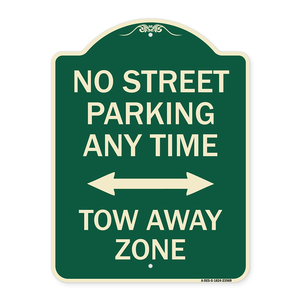 No Street Parking Anytime Tow Away Zone (With Bidirectional Arrow)