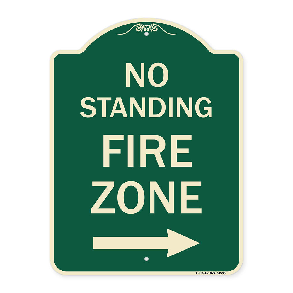 No Standing Fire Zone with Right Arrow