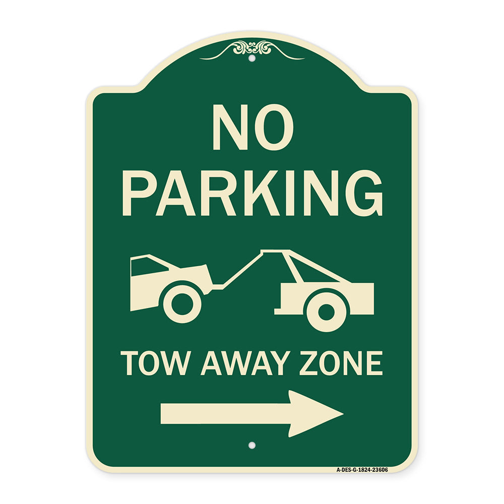 No Parking Tow-Away Zone with Right Arrow