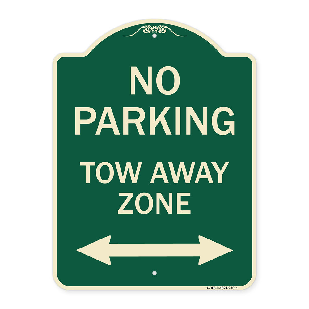 No Parking Tow Away Zone with Bidirectional Arrow