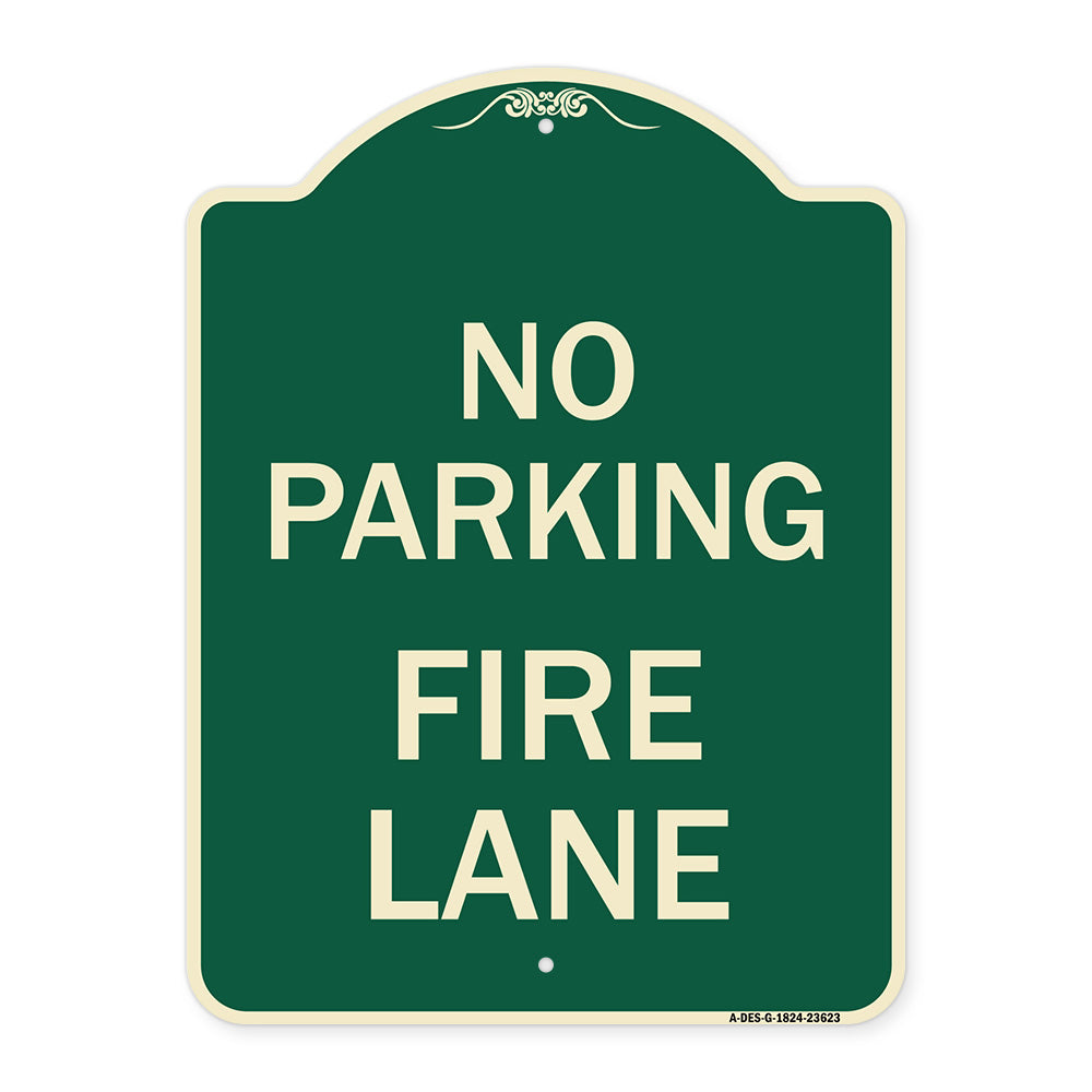 No Parking Fire Lane with Striped Border