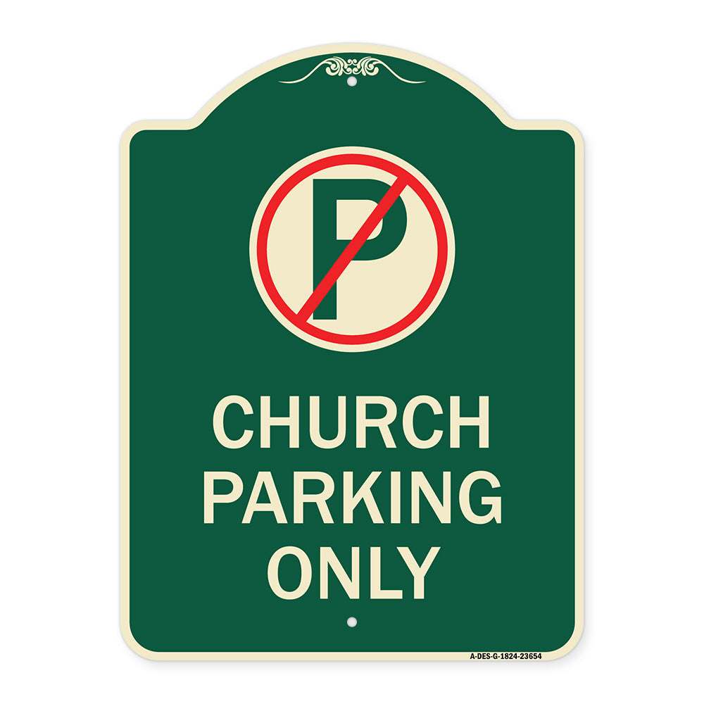 No Parking Symbol Church Parking Only