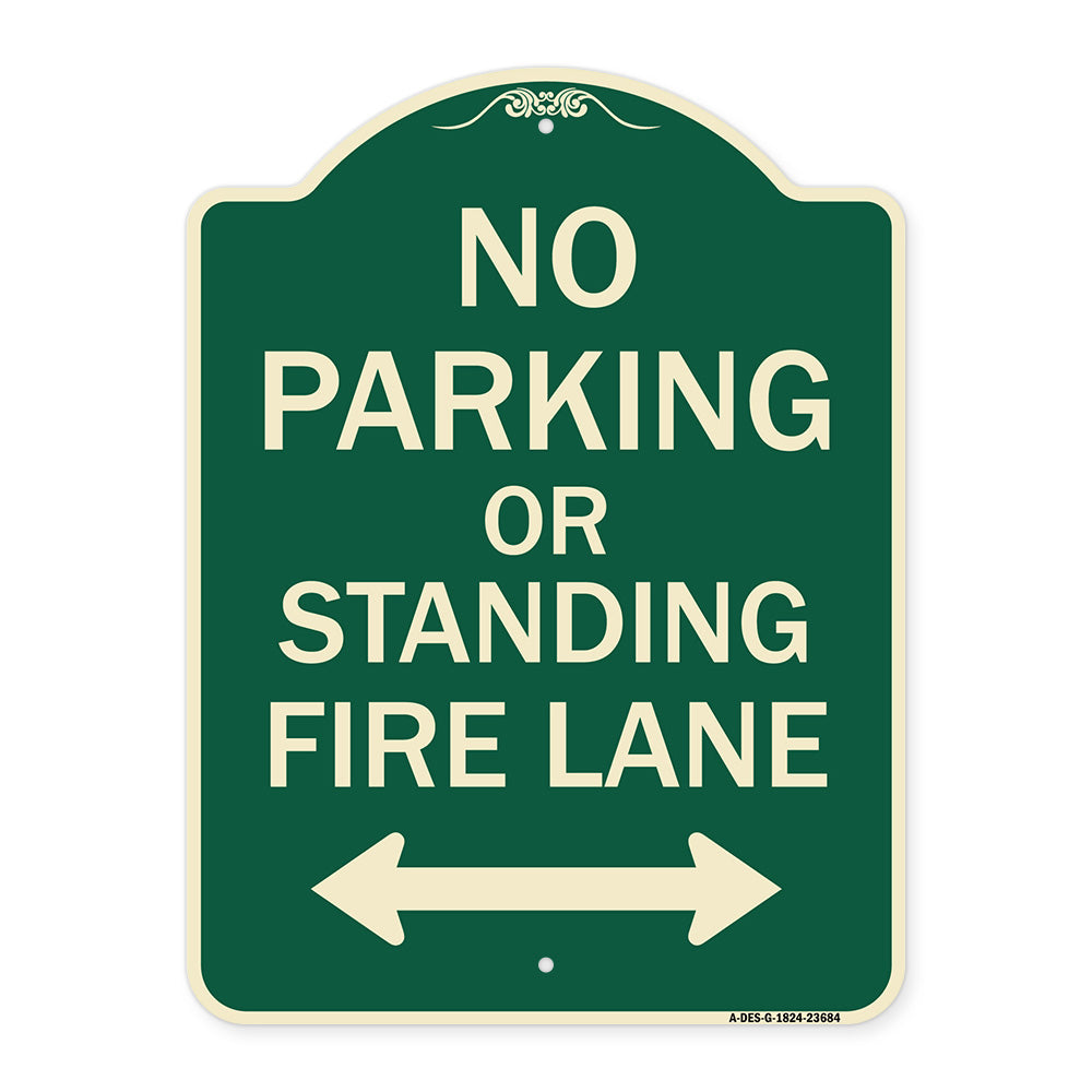 No Parking or Standing Fire Lane (With Bidirectional Arrow)