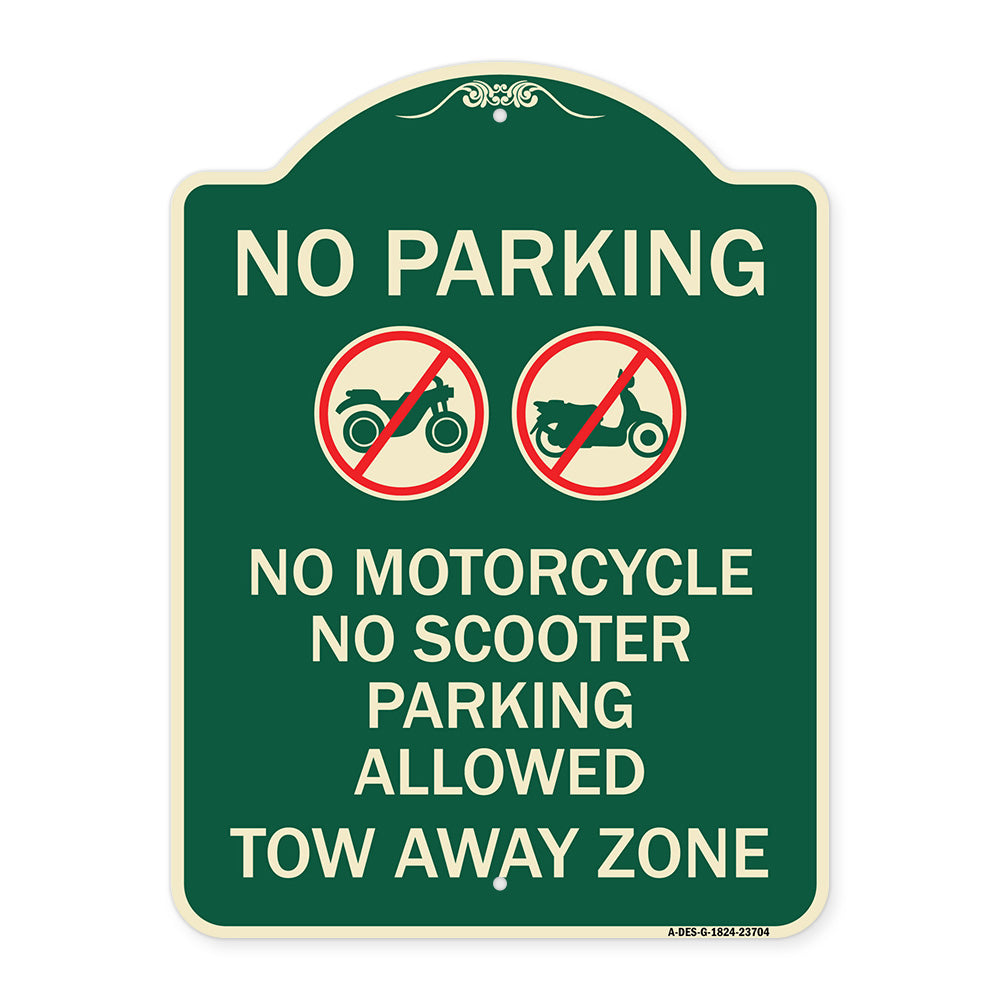 No Parking No Motorcycle No Scooter Parking Allowed Tow Away Zone (With Graphic)