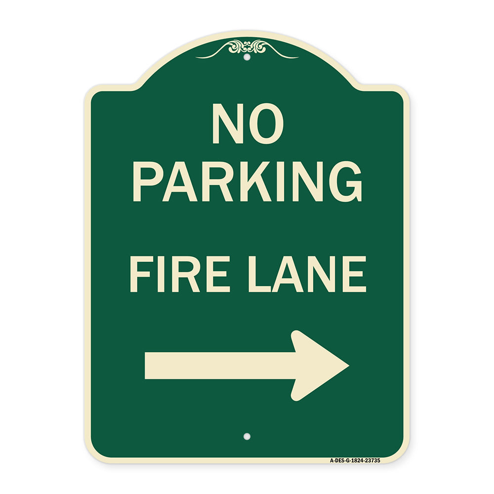 No Parking Fire Lane (With Right Arrow)