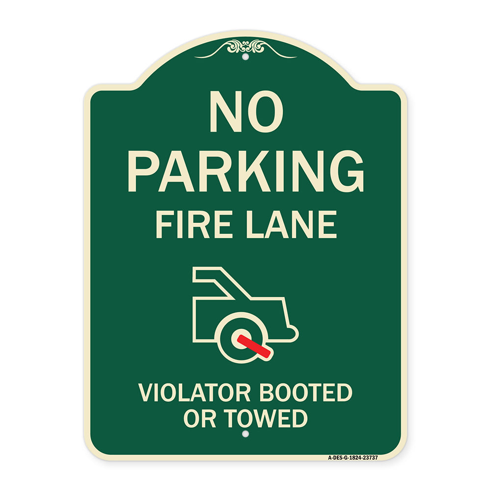 No Parking Fire Lane (With Graphic) Violators Booted or Towed