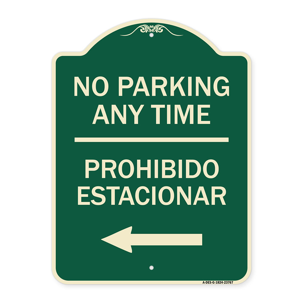 No Parking Anytime Prohibido Estacionar (With Left Arrow)