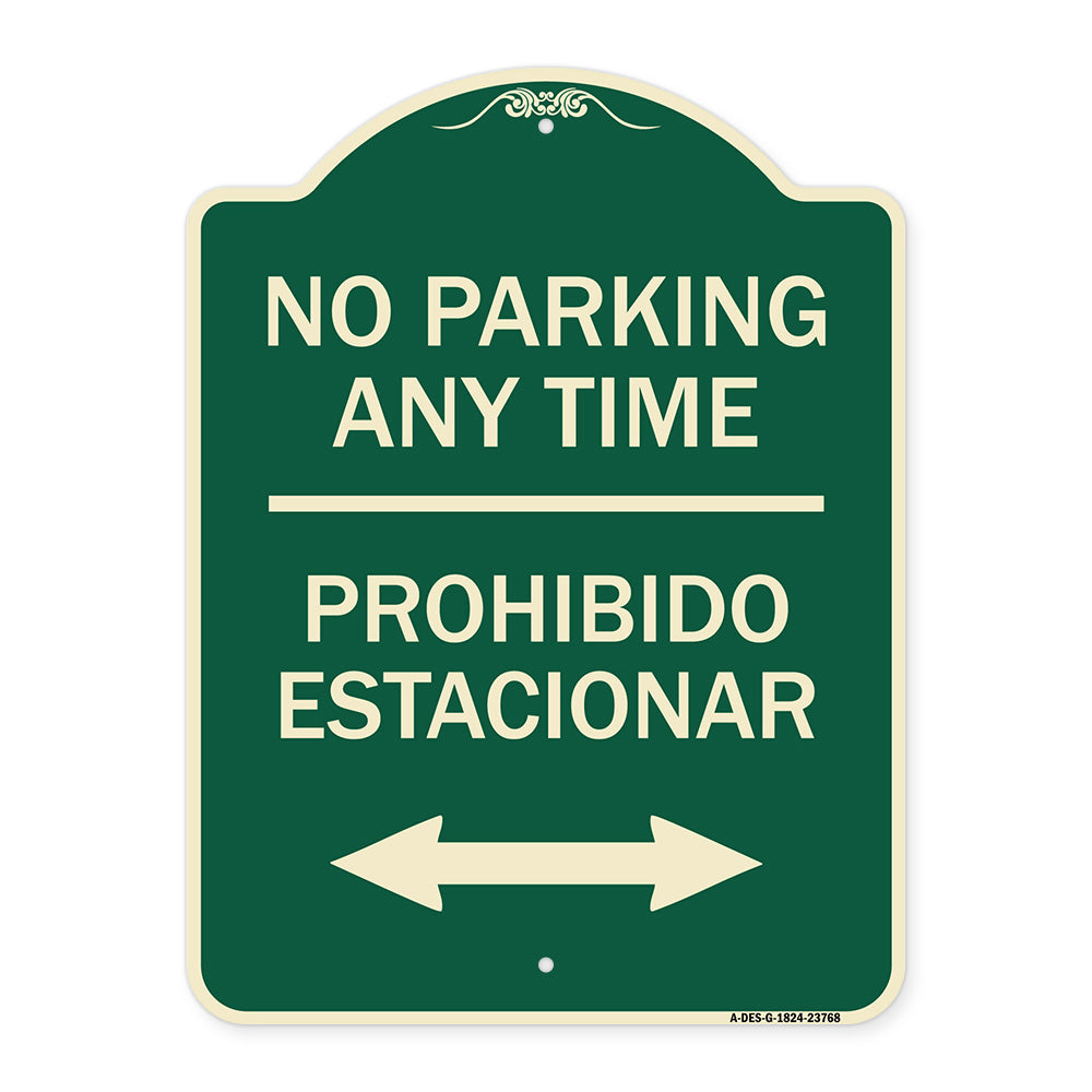 No Parking Anytime Prohibido Estacionar (With Bidirectional Arrow)