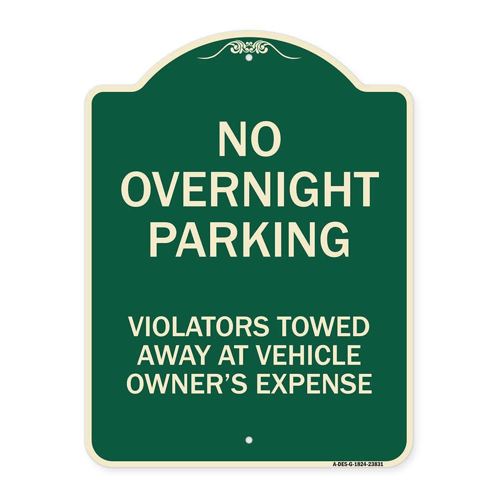 No Overnight Parking Violators Towed Away at Vehicle Owner's Expense