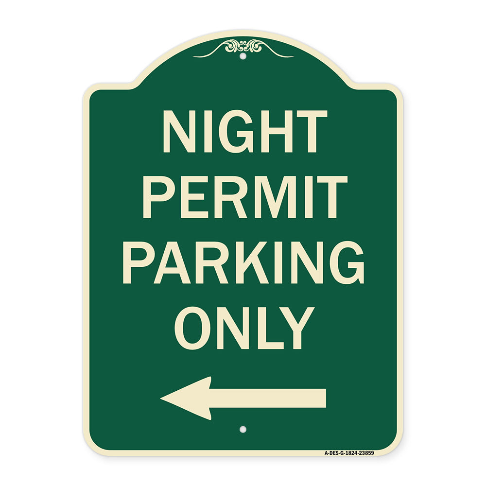 Night Permit Parking Only (With Left Arrow)