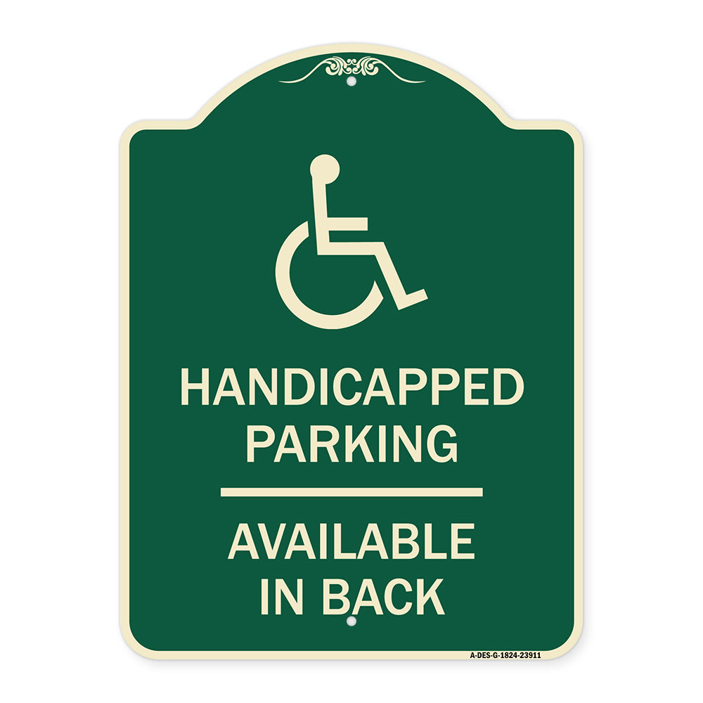 Handicapped Parking Available in Back with Graphic