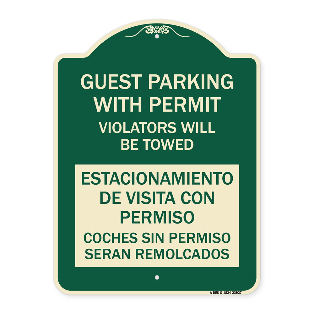 Guest Parking with Permit Violators Will Be Towed Estacionamento De Visita Con Permiso Coches Sin Permiso Seran Remolcadoa