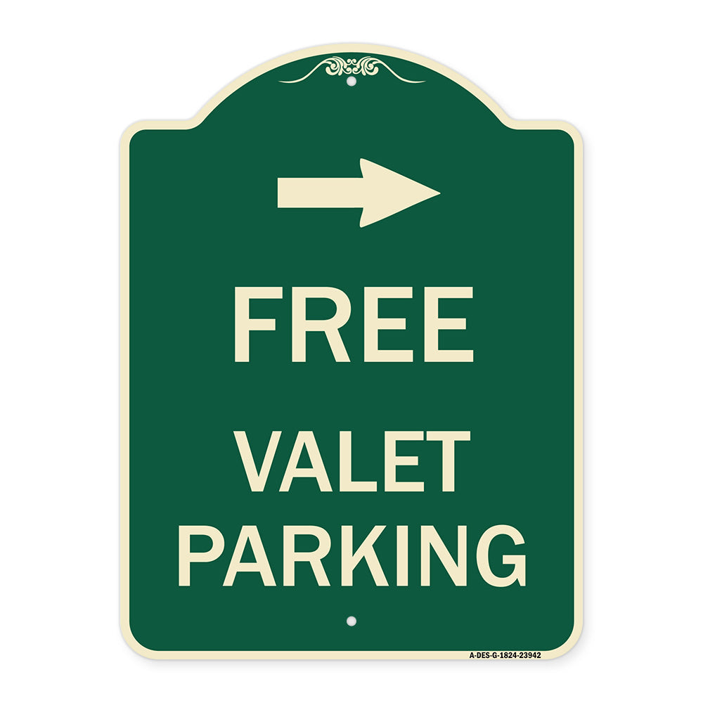 Free Valet Parking with Right Arrow
