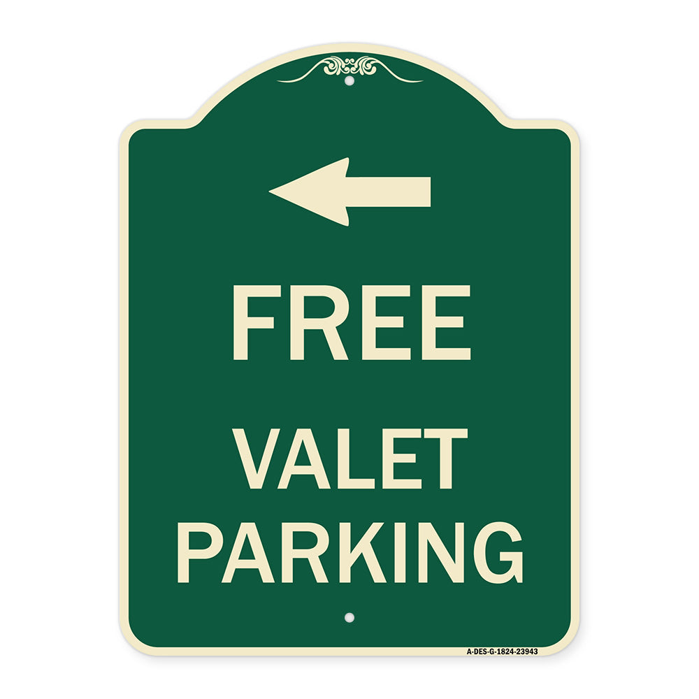 Free Valet Parking with Left Arrow